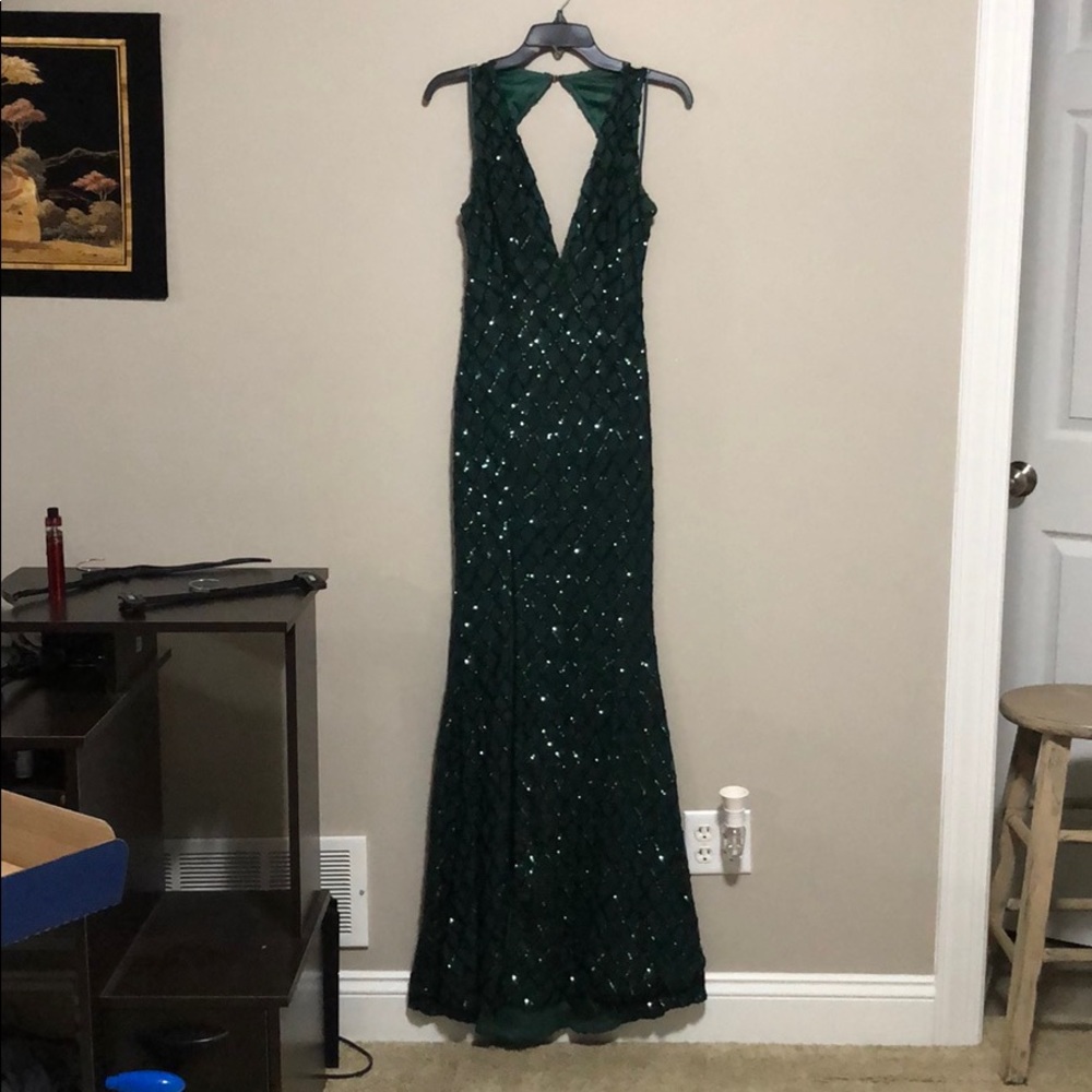 sequin emerald formal dress